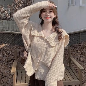 차파타 레이스 카라 니트 가디건_S3793