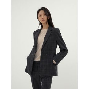 글리터 체크 테일러드 자켓 LFJKMA03_DG