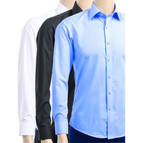 라인이 살아있는 슬림핏 남성 솔리드 블루 블랙 화이트 슬림핏셔츠_P386368986