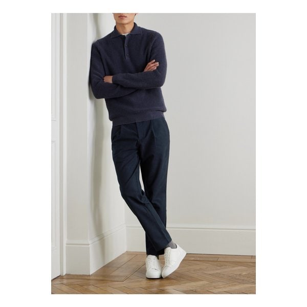 미스터 피 다니엘 테이퍼드 플리츠 코튼 블렌드 몰스킨 팬츠 46376663162904239