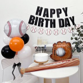 야구 풍선 생일 파티 세트 오렌지 아이생일파티 KBO