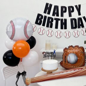 야구 풍선 생일 파티 세트 오렌지 아이생일파티 KBO