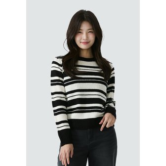 신세계라이브쇼핑 [25FW] 여성) 스트라이프 베이직 니트 AP4WSW758-BK