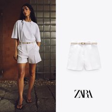 ZARA 자라 벨트 더블 패브릭 버뮤다 팬츠 쇼츠 4387/074