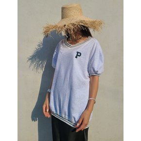 V넥 (짧은소매)스웻셔츠- 멜란지 라이트그레이 맨투맨티 V-neck sweat shirt