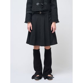 Double belt loop Knee length Skirt Black(벨트 증정)