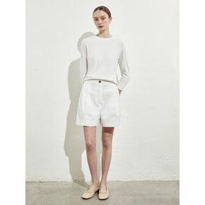 TAILORED BUTTON HALF PANTS_WHITE
