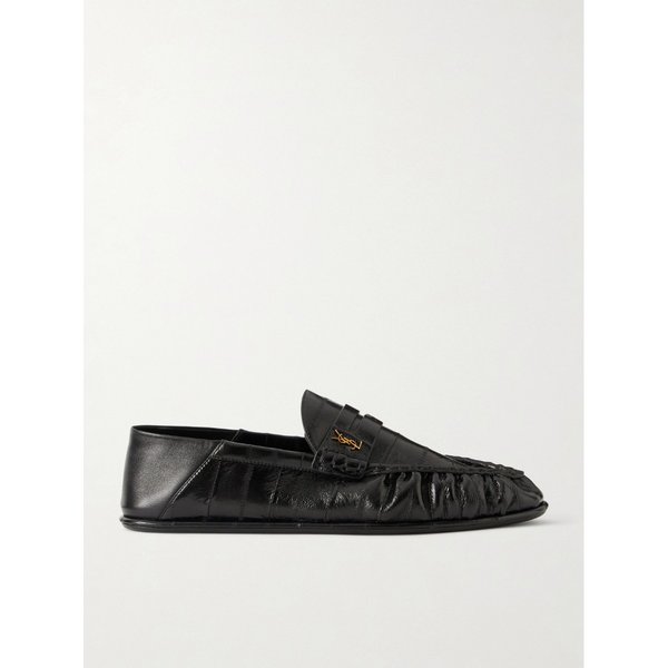 로고 장식 장어 가죽 콜랩서블 힐 로퍼 46376663163083298