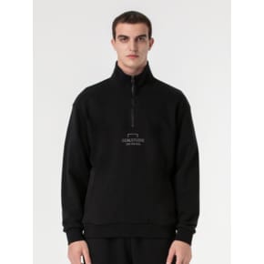 EMBROIDERY HALF ZIP-UP-BLACK