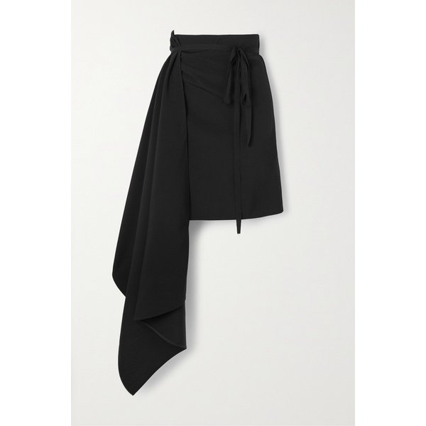 드레이프 울 미디 랩 스커트 블랙 1647597282430005