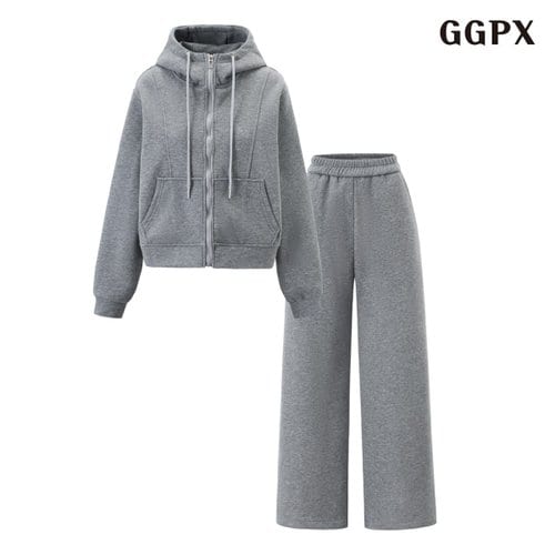 GGPX 후드 기모 집업 자켓 밴딩 롱 팬츠 셋업 (GPDOW019D)