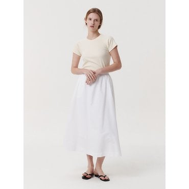 이아(EAAH) SHIRRING LONG SKIRT (WHITE)