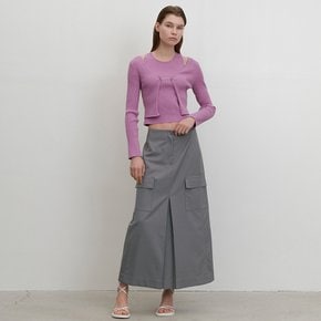 (SK-4888)LIEN WOOL OUT POCKET MAXI SKIRT