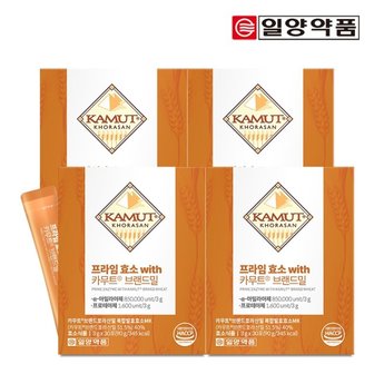  일양약품 프라임 효소 카무트 브랜드밀 30포 4박스 / 고구마맛 카뮤트 발효 분말 유산균 비타민C