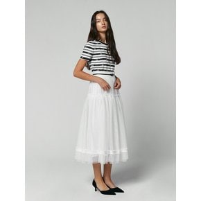 RIBBON TULLE LONG SKIRT - WHITE