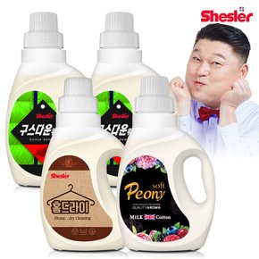 강호동의 쉬슬러 액상 세제 650ml 구스다운워시전용 2개+홈드라이전용 1개+유연제 피오니향 1개