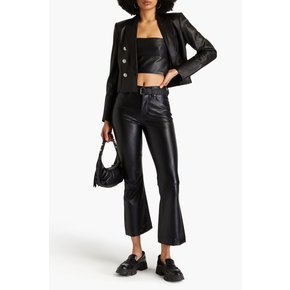 Faux stretch-leather flared pants 블랙 1647597345341798