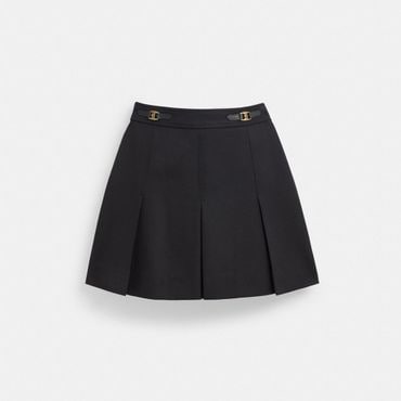 코치 [공식][30프로할인] 헤리티지 C 플리티드 미니 스커트 CV869 BLK