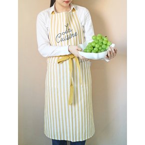퀴진 옐로우 스트라이프 원피스형 앞치마