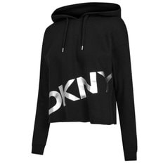 DKNY 로고 프린팅 크롭 후드티