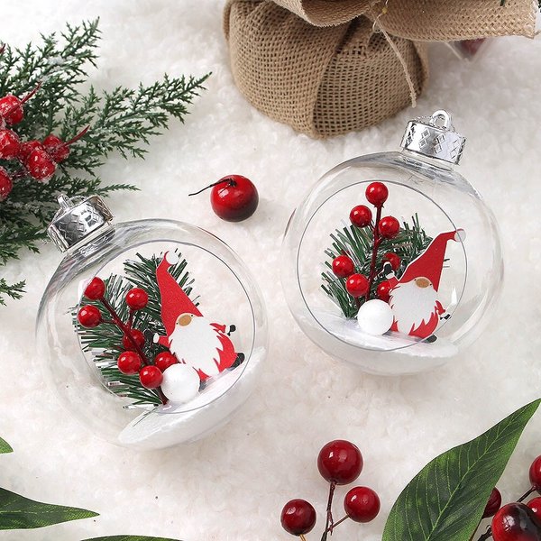 스노우 투명 장식볼 2p세트(10cm) (산타요정)