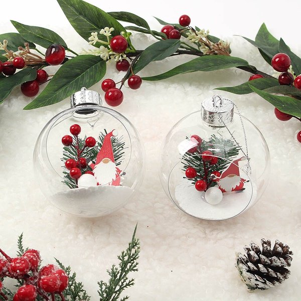 스노우 투명 장식볼 2p세트(10cm) (산타요정)