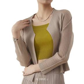 보니제이 / 크롭 플리츠 주름 가디건 4컬러 여름 오픈형 긴소매