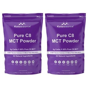 Ketosource 케토소스 퓨어 C8 MCT 오일 파우더 500g 2팩