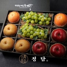 [1/13(월)순차출고][SSG정담]친환경포장 혼합 과일선물세트 (샤인머스캣/사과/배/자몽) / 실크보자기 포장+노리개 증정