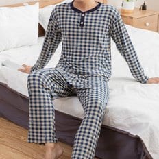 남성 미세 피치기모 체크 파자마 잠옷세트 홈웨어
