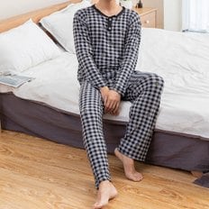 남성 미세 피치기모 체크 파자마 잠옷세트 홈웨어