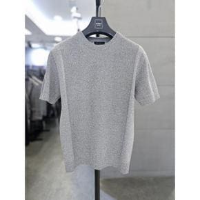 세이브존03 바쏘옴므 남자 봄 여름 그레이 면 배색 라운드 반팔 니트 W (S49414531)
