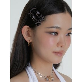 POLKA DOT BOW HAIR CLIP SET 2PCS (LEOPARD)