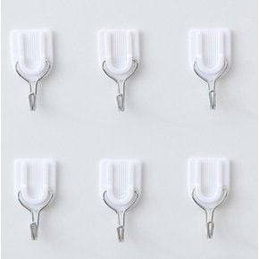 벽걸이 미니 후크 6개입 철제 고리 메탈 플라스틱 무타공 행거 걸이