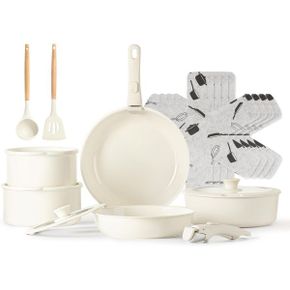 독일 까로떼 냄비 CAROTE 17 Piece Pot and Pan Set Ceramic Cookware Removable Handle Inducti