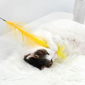 패리스캣 뮬리 캣스틱 고양이 낚시대 깃털 장난감 (색상랜덤)