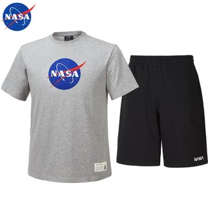 NASA 나사 남녀공용 면 반팔티+면 반바지 상하세트 N-155UML+N-062PBK 남자 여성 티셔츠 숏팬츠