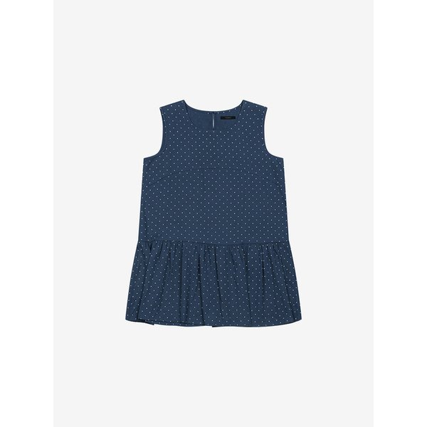 도트 민소매 롱 블라우스 + 스크런치 SET (VKBAG1453)