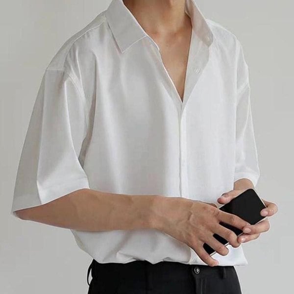 여름 남자 오버핏 쿨링 베이직 무지 반팔 셔츠 OC-SHH-SW8EE2F2