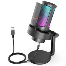 FIFINE USB 콘덴서 마이크 게이밍 마이크 RGB 조명 포함