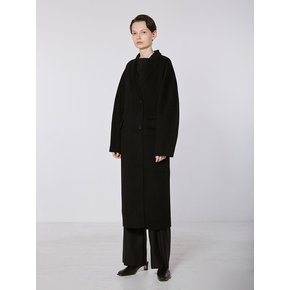 TOF CAMEL HAIR PEAKED COLLAR COAT [HAND MADE] BLACK