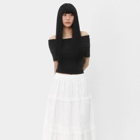 여자 슬림핏 홀터넥 오프숄더 반팔티 데이트룩 SCR188