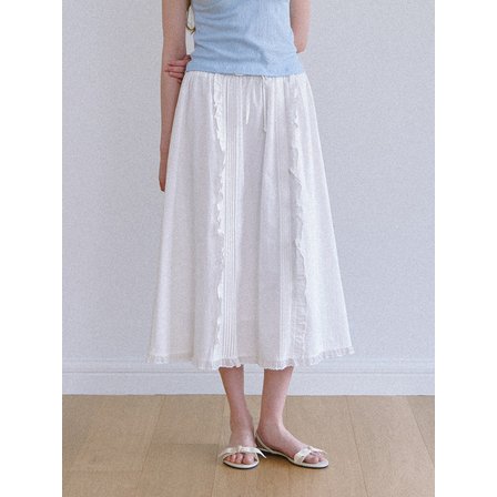 라미네즈 Frill Lace Long Skirt - Ivory