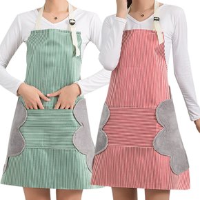 방수앞치마 원피스형 PVC 수납 여성 스트라이프 주방앞치마 ODM-APRON06