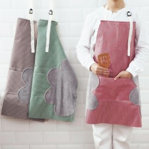 방수앞치마 원피스형 PVC 수납 여성 스트라이프 주방앞치마 ODM-APRON06