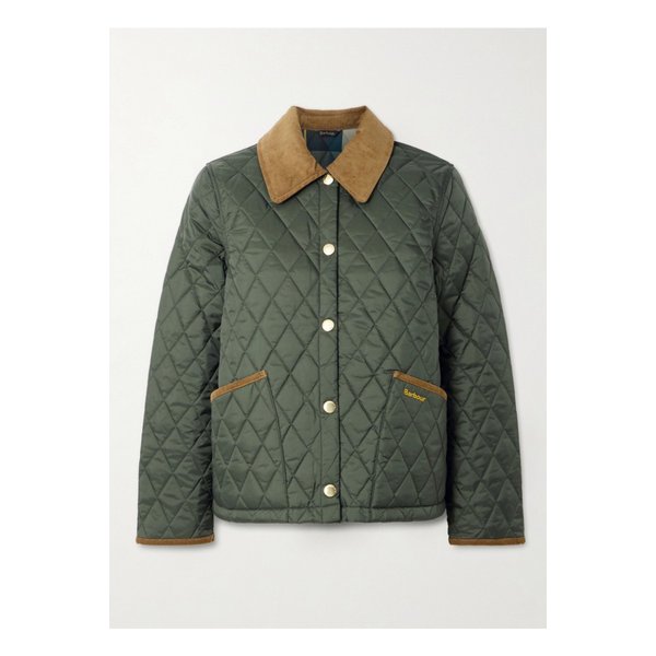 리데스데일 코듀로이 트리밍 퀼팅 셸 재킷 다크 그린 46376663162881836