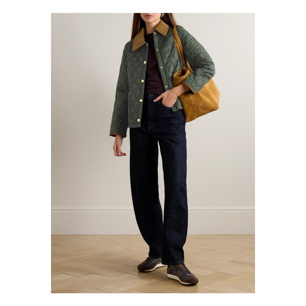 리데스데일 코듀로이 트리밍 퀼팅 셸 재킷 다크 그린 46376663162881836