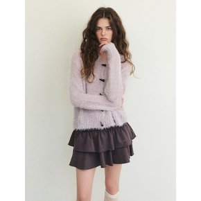 Fluffy Sailor Knit Cardigan, Grape Grey