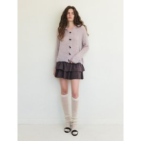 Fluffy Sailor Knit Cardigan, Grape Grey