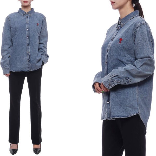 [부산점] 25SS 여성 하트 로고 데님 셔츠 (USH063 DE0056 480 W 25S)